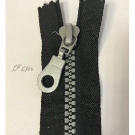 Zip Fermeture Injecté Argenté Noir en 15 cm en Maille plastique à Coudre  .