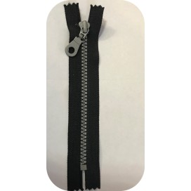 Zip Fermeture Injecté Argenté Noir en 15 cm en Maille plastique à Coudre  .
