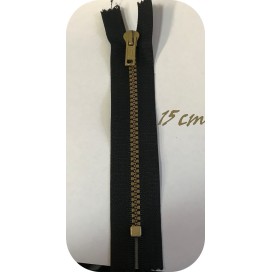 Zip Fermeture Injecté Doré Noir en 15 cm en Maille plastique à Coudre  .