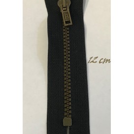 Zip Fermeture Injecté Doré Noir en 12 cm en Maille plastique à Coudre  .