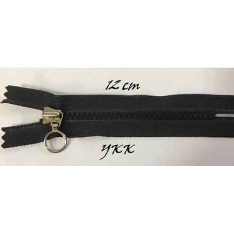 Zip Fermeture Injecté noir en 12 cm en Maille à Coudre  .