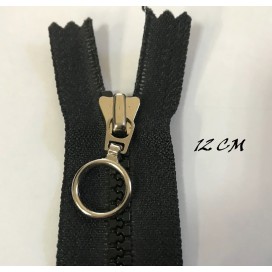 Zip Fermeture Injecté noir en 12 cm en Maille à Coudre  .
