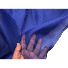 Tissu Organza De Soie Bleu Indigo Au Mètre Couture.