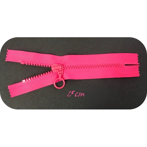 Fermeture Injecté Fuchsia Fluo en 15 cm en Maille plastique à Coudre  .