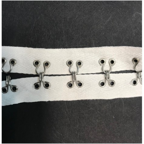 Bande Agrafes Blanche en Grosse Maille En Tissu A Coudre, Pour Lingerie Et Agrafages