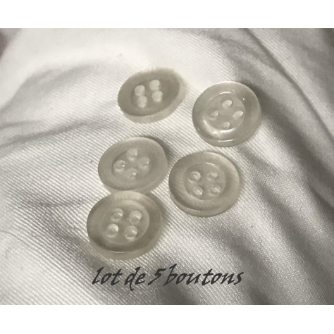 Lot de 5 Boutons Transparents Blanc en 11 mm A Coudre Pour Enfants et Adultess