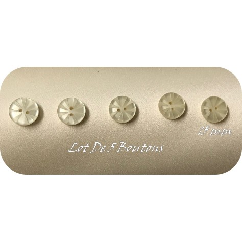 Lot de 5 Boutons Fantaisie Ecru en 15 mm A Coudre Pour Enfants et Adultes