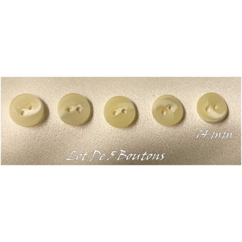 Lot de 5 Boutons Fantaisie Ecru en 14 mm A Coudre Pour Enfants et Adultes