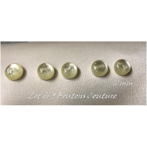 Lot de 5 Boutons Nacré Blanc  en 11 mm A Coudre