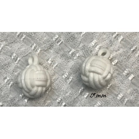 Bouton Boule Couture blanc En Taille 15 mm