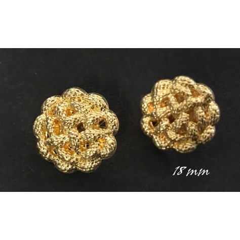 Bouton doré Torsadé à coudre en taille 18 mm Pour customisations.