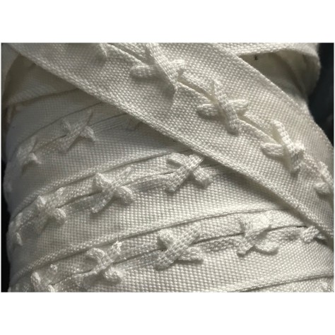 Ruban Gros Grain Au mètre Blanc Avec Attaches Ficelle coton en entre deux  A Coudre Pour Loisirs Créatifs Et Décorations.