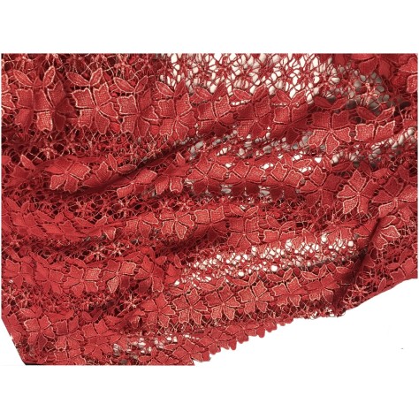 Dentelle Guipure Au Mètre Rouge En Grande Largeur, Pour La  Créations De Robes De Cerémonies Et Lingerie.