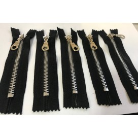 Fermeture ZIp Argent En 12 cm Noir Non Ouvrable