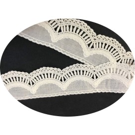 Broderie Anglaise Ecru Coton En 5 Cm Au Mètre Brodé