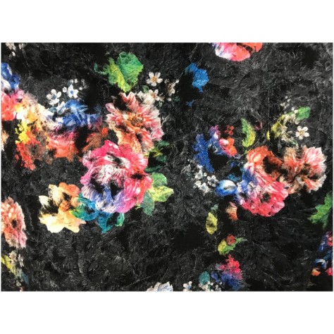 Tissu Brocart De Laine En Motifs Fleurs Multicolores Haute Couture au mètre