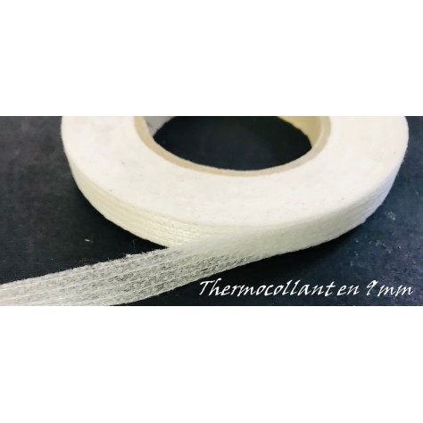 Thermocollant droit Fil Ruban Au Mètre en 9 mm blanc pour tissus