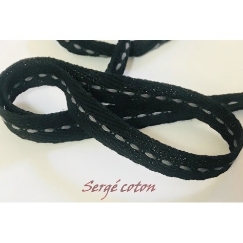 Ruban Sergé Coton Noir En 10 mm A point Cellier Coudre Pour Loisirs Créatifs Et Décorations.