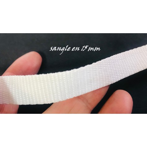 Sangle Blanche En 15 mm A coudre Au Mètre Pour Ceintures Et Sacs.