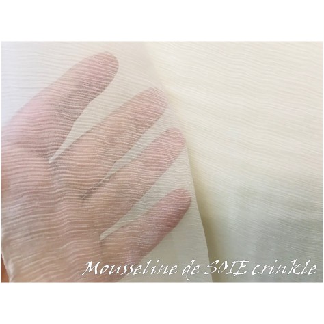 Tissu Mousseline de Soie Crinkle IVOIRE Au Mètre Couture, Soie Pour Mariage Et customisations