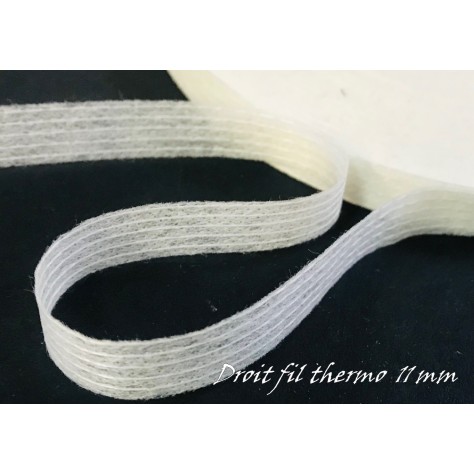 Thermocollant droit Fil Ruban Au Mètre en 11 mm blanc pour tissus et textiles