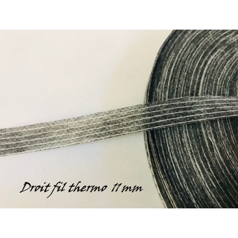Thermocollant droit Fil Ruban Au Mètre en 11 mm noir pour tissus et textiles