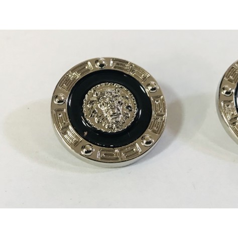 Bouton Argenté Noir Style " Versace " à Coudre En Taille 22 mm Pour Customization de vêtements.