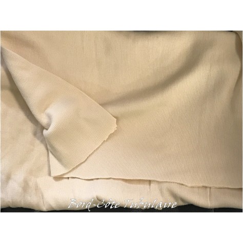 Tissu Bord-Côte Tubulaire en jersey coton beige au mètre