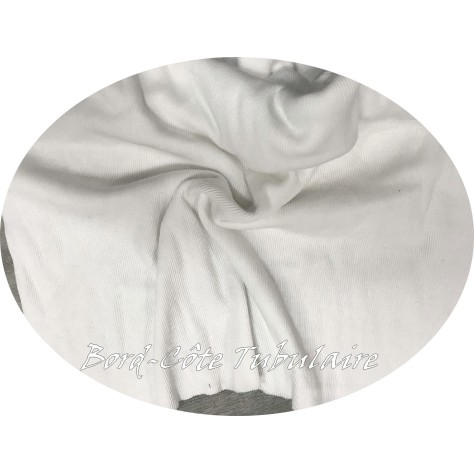 Tissu Bord-Côte Tubulaire en jersey coton blanc au mètre