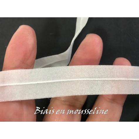 Biais Lycra en mousseline blanc, ruban pré-plié extensible pour Lingerie Et Customisations de vêtements Elasthanne