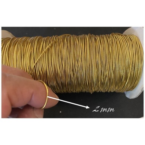 Cordon Elastique FIL Doré Or Lisse Rond  En 2 mm A Coudre Pour Loisirs Créatifs.