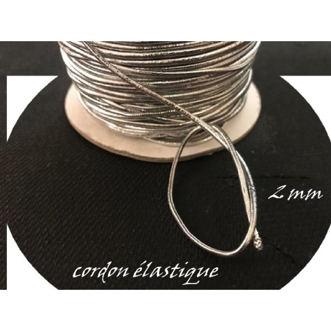 Cordon Elastique FIL Argenté Lisse Rond  En 2 mm A Coudre Pour Loisirs Créatifs.