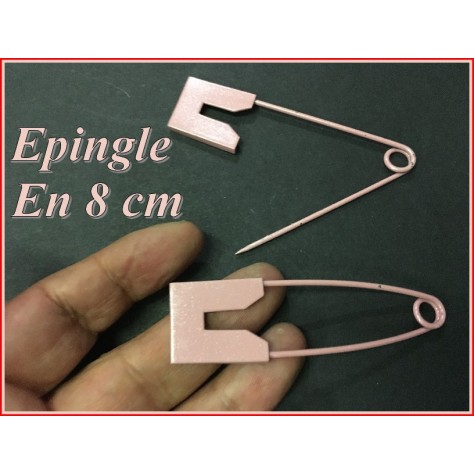 50 Epingles à nourrice en 8 cm vieux rose.