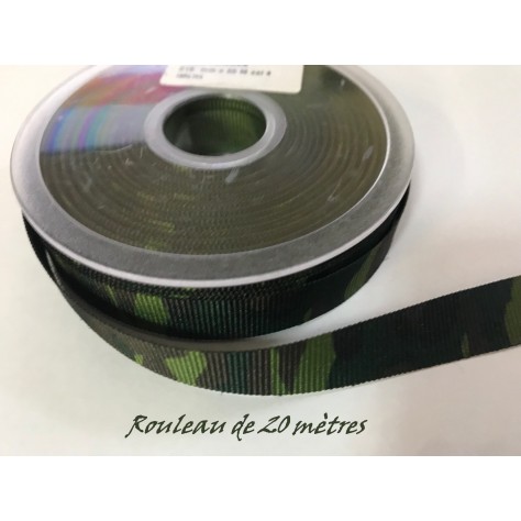 20 Mètres de Ruban Gros Grain 15 mm Au mètre kaki Façon Militaire A Coudre Pour Loisirs Créatifs Et Décorations.