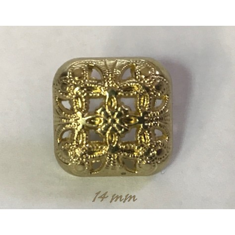 Bouton Doré Carré en Métal Couture Diamètre 14 mm.