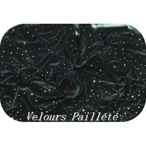 Tissu Velours Vert sapin Pailleté Or, Élégance étincelante.