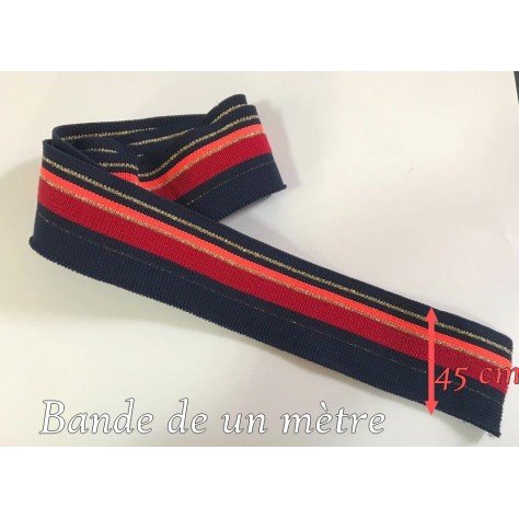 bord-côte marine rouge et orange imprimé fil doré  : Une touche de style pour vos poignées de manche et bas de blousons"