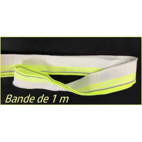 Bord-côte blanc et vert fluo imprimé fil argenté pour des finitions audacieuses