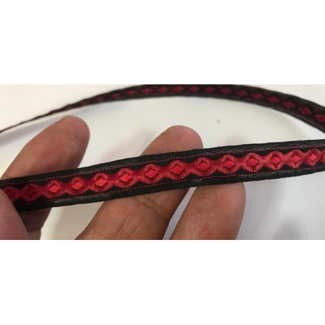 Ruban rouge et noir en 10 mm au mètre