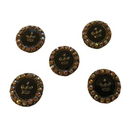 Bouton Strass  X 6 Pcs En Motif Couronne En Taille 22 mm x 6 pièces A Coudre.