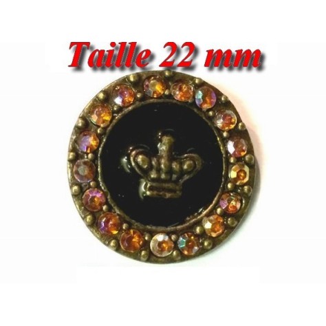 Bouton Strass Couture en 22 mm en motif couronne