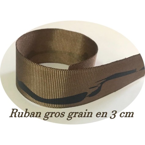 "Ruban Gros grain marron imprimé : Ajoutez une touche d'élégance à vos créations !"