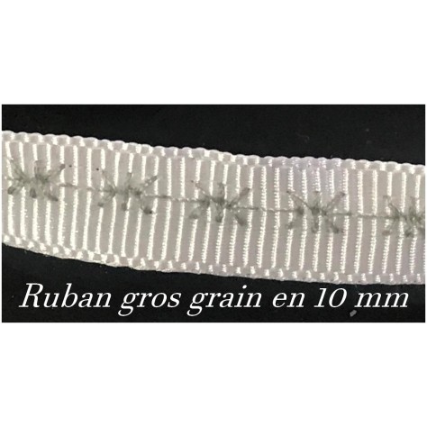 "Ruban Gros grain blanc en 10 mm imprimé : Élégance et style pour vos projets créatifs !"