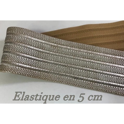 Elastique Argenté plat En 5 Cm Au Mètre A Coudre  Pour Ceintures Loisirs Créatifs La Customisations.