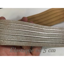 Elastique Argenté plat En 5 Cm Au Mètre A Coudre  Pour Ceintures Loisirs Créatifs La Customisations.