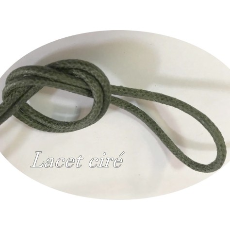 Cordon Lacet ciré Au Mètre Kaki pour Loisirs Créatifs
