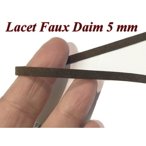 100 Mètres de Lacet Lien En Daim En 5 MM  Marron- choco -  A Coudre - vente en gros