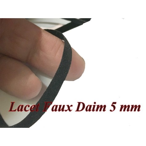 100 mètres de Ruban Lacet Faux daim En 5 mm Couleur Noir A Coudre - vente en gros
