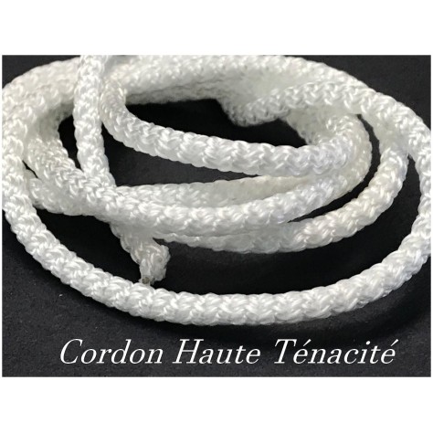 Cordon Tresse Polyester Haute Ténacité au mère couleur blanc