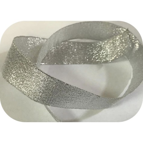 Ruban Argenté organza en 28 mm pour la décoration et la customisation